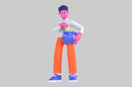 Preview: Saving character with piggy bank