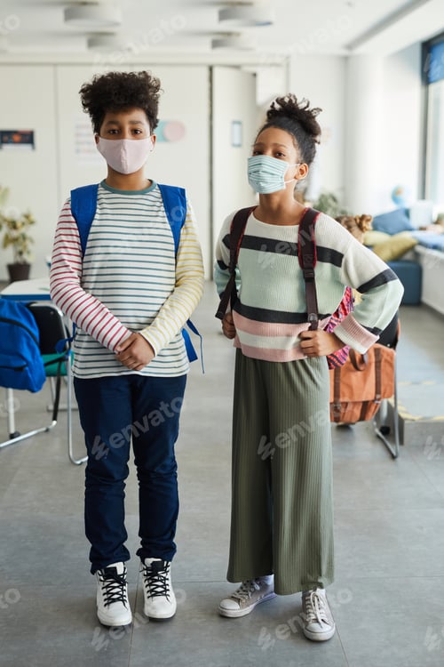 Preview: Children Wearing Masks in School Classroom