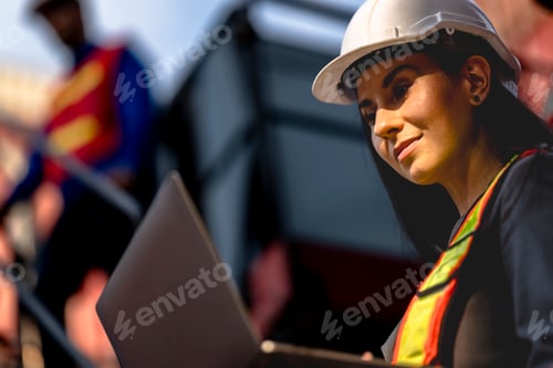 Preview: logistics workers people working to operation on site containers yard.