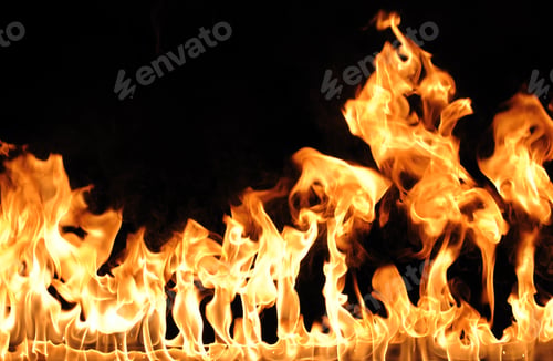 Preview: Tongues of flame on black background