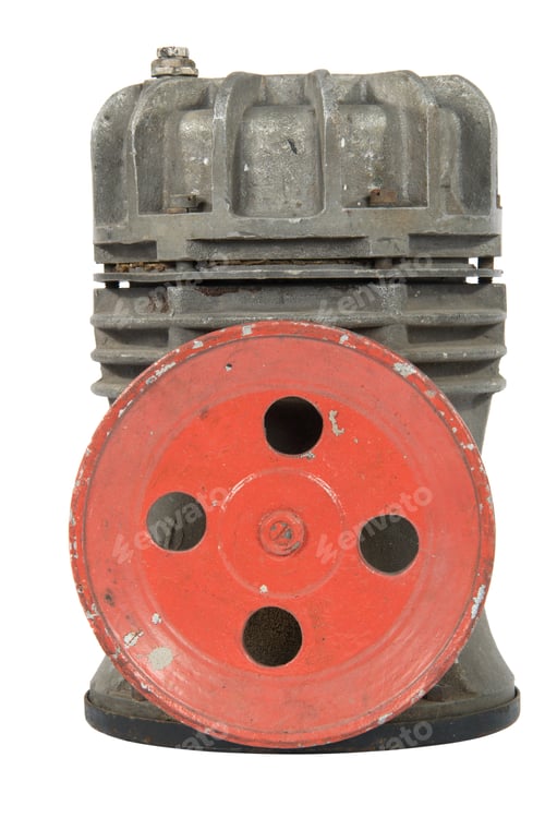 Preview: Old air compressor with pulley (isolated)