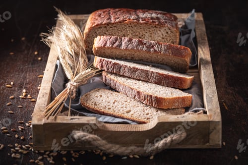 Preview: Rustic loaf of breads made with flour, sourdough and water.