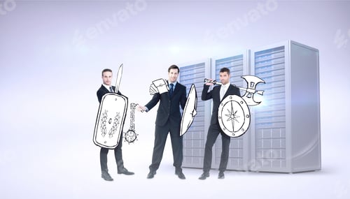 Preview: Corporate Army Against Three Digital Grey Server Towers