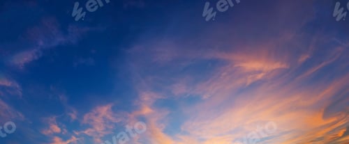 Preview: Beautiful sunset sky with clouds. Nature background. Panorama view.