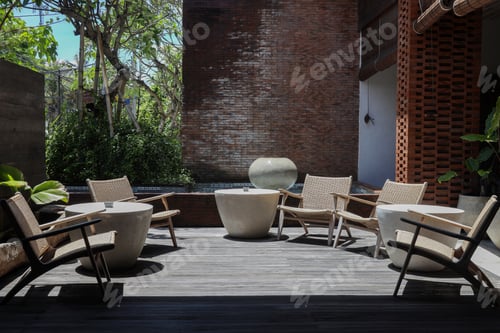 Preview: Cozy terrace with rattan chairs