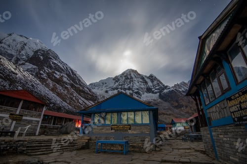 Preview: The picturesque landscape of Annapurna Peak and the ranges around Annapurna massif.