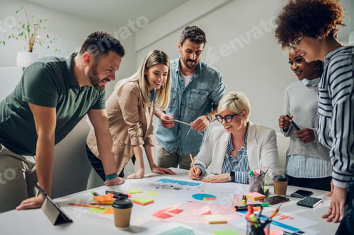 Preview: Multiracial business team on a meeting in a modern bright office