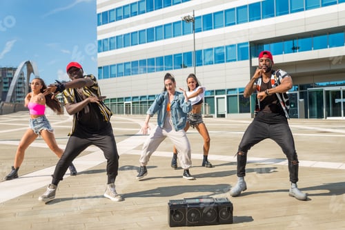 Preview: Hip hop crew dancing outdoors