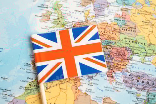 Preview: Bangkok, Thailand May 7, 2024, United Kingdom flag on world map.