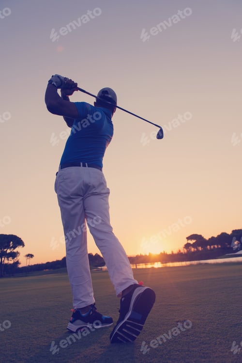 Preview: golfer hitting long shot
