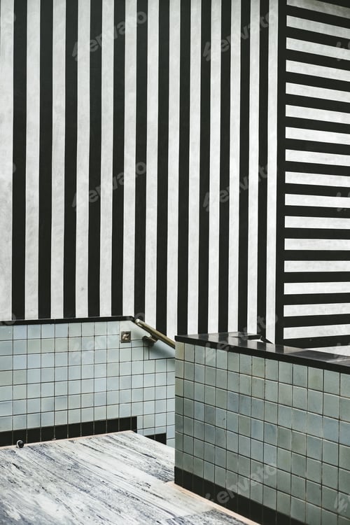 Preview: Modern interior with black and white stripes