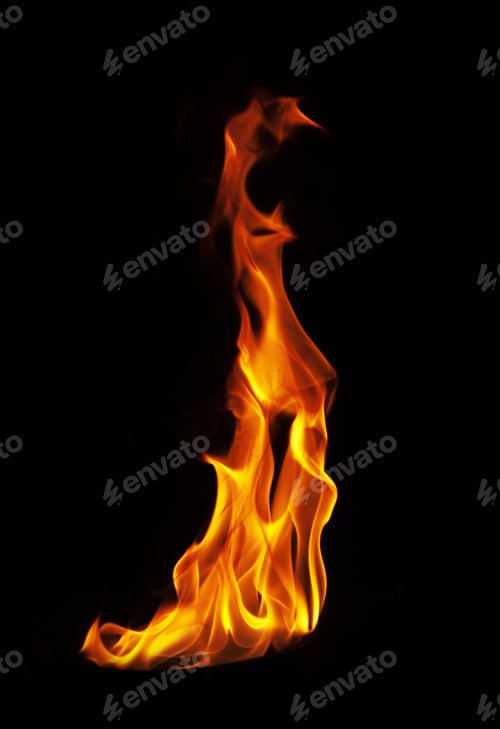 Preview: Fire flames on black background