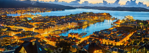 Preview: Old city Bergen at sunset