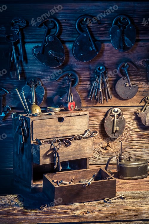 Preview: Keys and locks in small locksmiths workshop