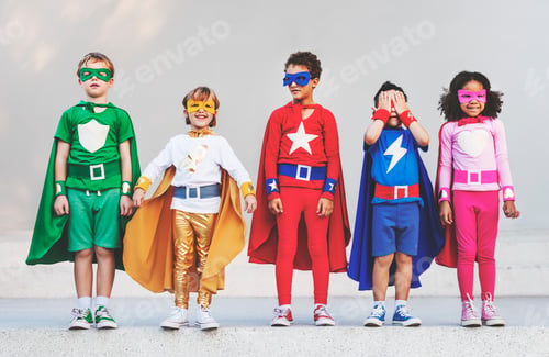 Preview: Superhero Kids Aspiration Imagination Playful Fun Concept