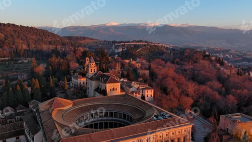 Preview: Aerial view of the Alhambra palace and fortress in Granada, Andalusia, in Spain