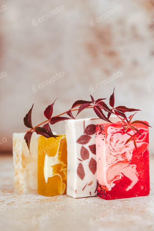 Preview: Natural soap bars. Homemade cosmetics, eco-friendly spa, beauty skincare concept