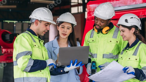 Preview: Scene is serious and focused. Worker industry join hand for collaboration.