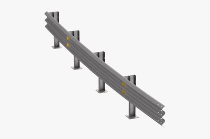 Preview: Curved Thrie Beam Guardrail, Single R 50m