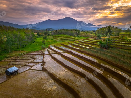 Preview: Beautiful morning view indonesia panorama landscape