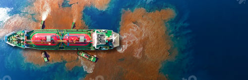 Preview: Oil leak from Ship , Oil spill pollution polluted water surface. water pollution as a result