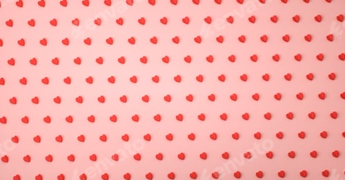Preview: Repeating pattern of red hearts on pink background