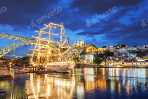 Preview: View of Vila Nova de Gaia city over Douro river. Porto, Portugal