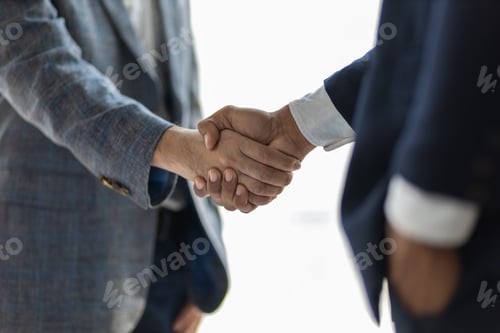 Preview: Business partners shaking hands in a meeting. Business and financial cooperation.
