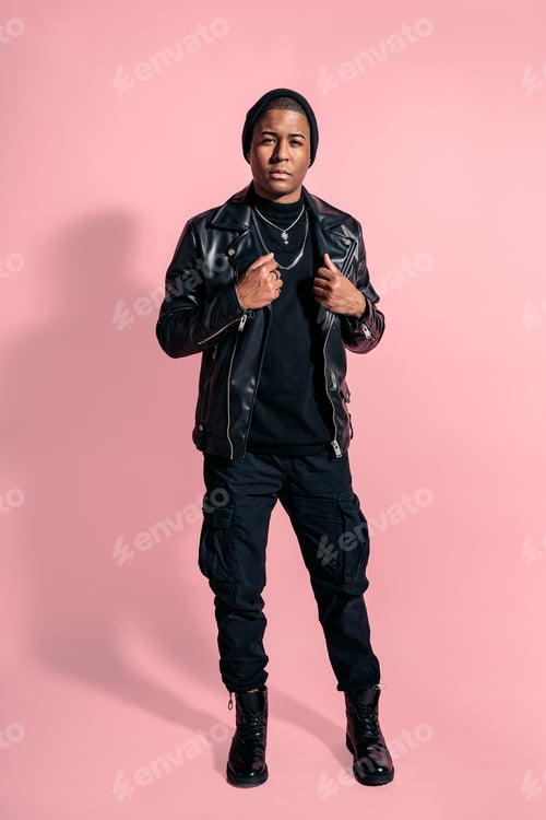 Preview: Expressive Afro Man in Studio Shot