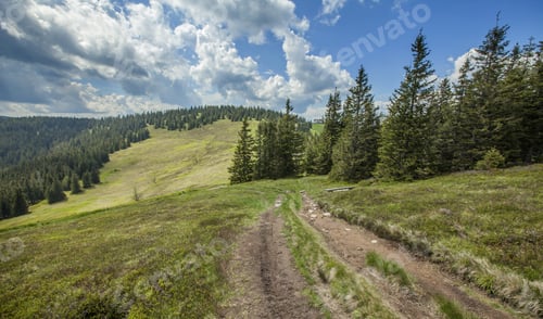 Preview: High angle shot of a beautiful landscape at the Pohorje hills in Slovenia