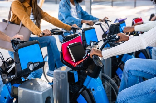 Preview: University students riding shared electric bikes together