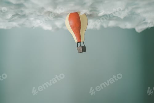 Preview: hot air balloon stuck on the ceiling of clouds