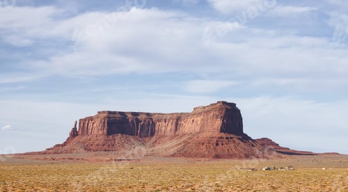 Preview: Desert Rocky Mountain American Landscape. Sunny Blue Sky Day.