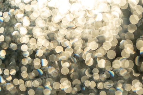 Preview: Lights bokeh on black background. Abstract pattern, silver white glitter, sparkling blur backdrop.