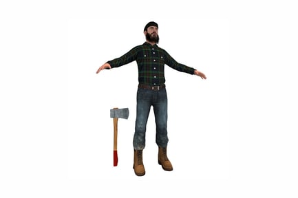 Preview: Man with beard and axe in plaid shirt