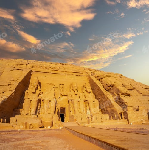 Preview: Abu Simbel Temple in southern Egypt in Nubia next to Lake Nasser