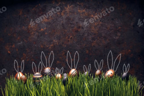 Preview: Set of stylish eggs with Easter bunny ears