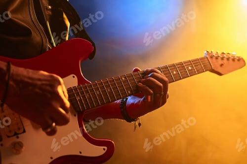 Preview: Close Up of Guitarist Playing Electric Guitar