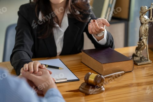 Preview: Lawyer is encouraging the client who estimates the trial and may not win the case in the office.