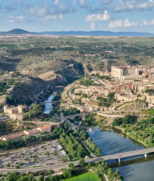 Preview: Aerial image of the eastern part of the old town of Toledo in which you can see the Alcazar