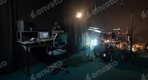 Preview: Recording studio with drum kit.