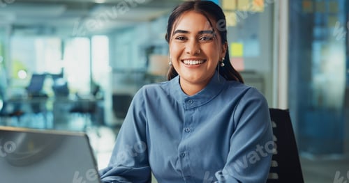 Preview: Business, woman and creative with laptop in office for story research, editing news publication and