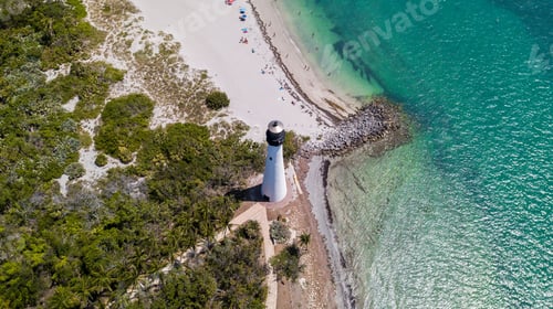 Preview: Aerial view of the Cape Florida Light. Key Biscayne, Florida.