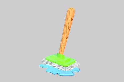 Preview: Cartoon mop with puddle water