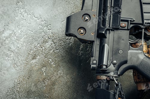 Preview: Modern weapon series. US Army assault rifle, close up