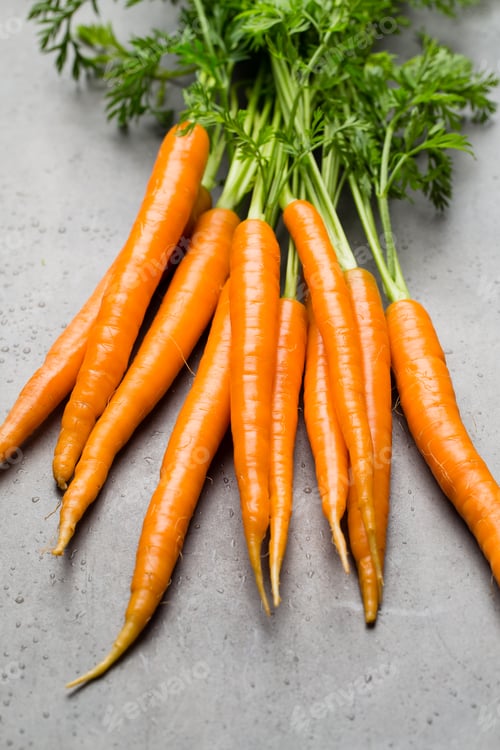 Preview: Fresh carrots on the gray backgrounds.