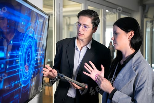 Preview: Discussion between two professionals about technology in an office setting