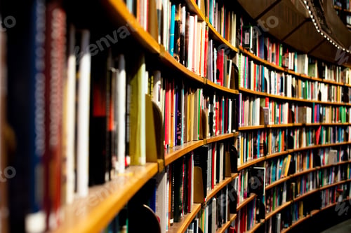 Preview: Collection of books neatly arranged in a library. Stockholm