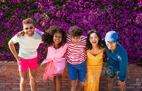 Preview: Group of young best friends bonding outdoors