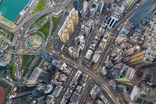 Preview: Causeway Bay, Hong Kong 07 May 2019: top view of Hong Kong city